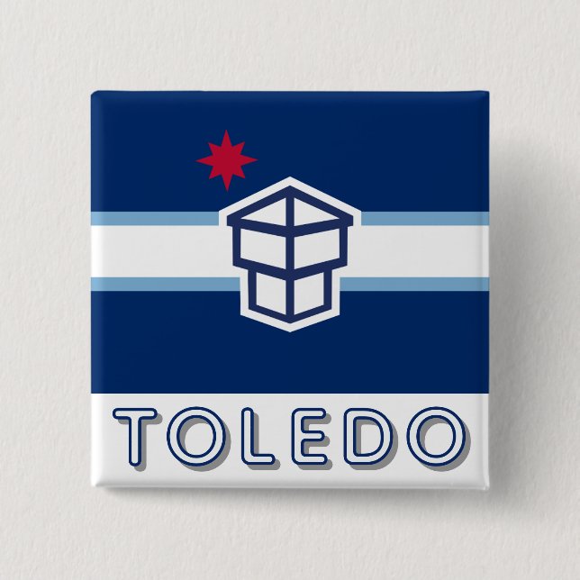 Flag of Toledo, Ohio 15 Cm Square Badge (Front)