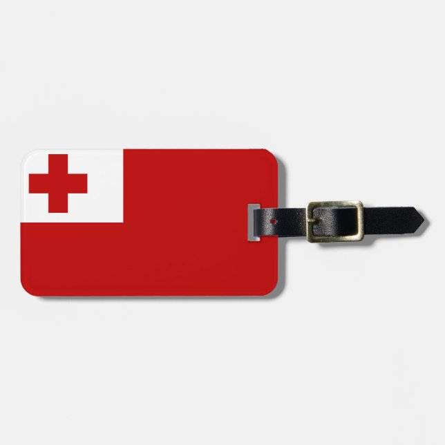 Flag of Tonga Luggage Tag w/ leather strap (Front Horizontal)