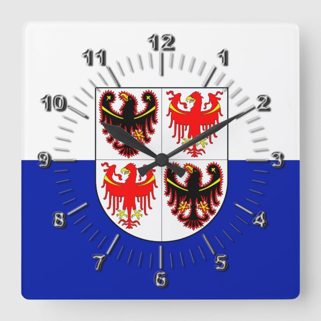 Flag of Trentino-Alto Adige (Italy)   Square Wall Clock (Front)