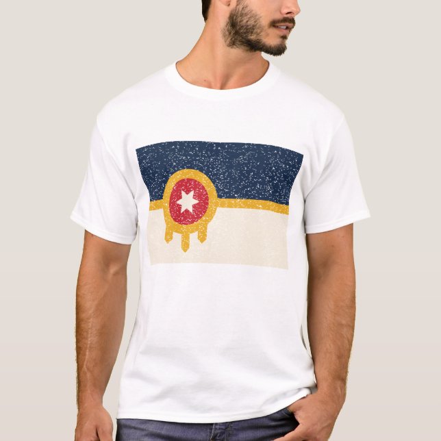 Flag of Tulsa city, Oklahoma State T-Shirt (Front)