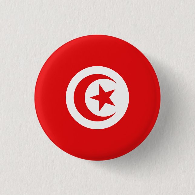 Flag of Tunisia 3 Cm Round Badge (Front)