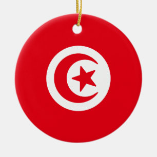 Flag of Tunisia Ceramic Tree Decoration