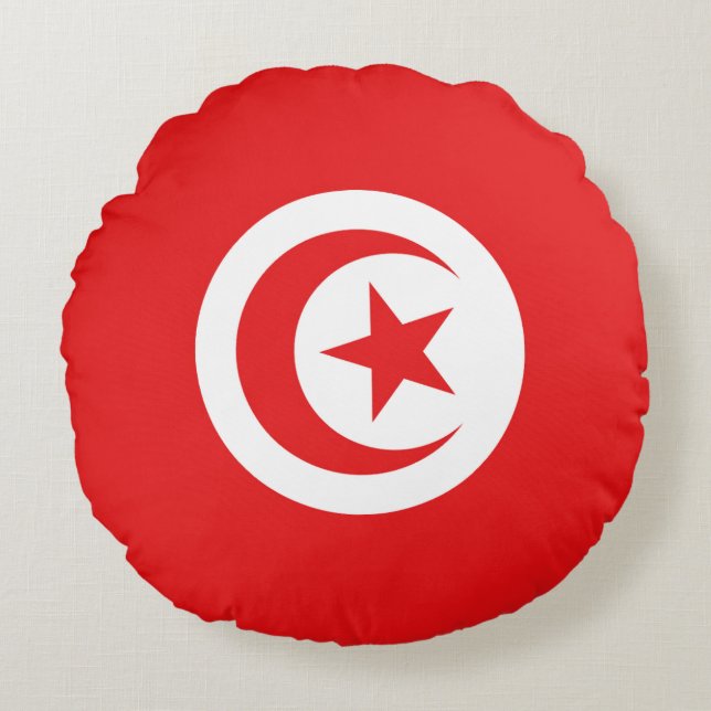Flag of Tunisia Round Cushion (Front)