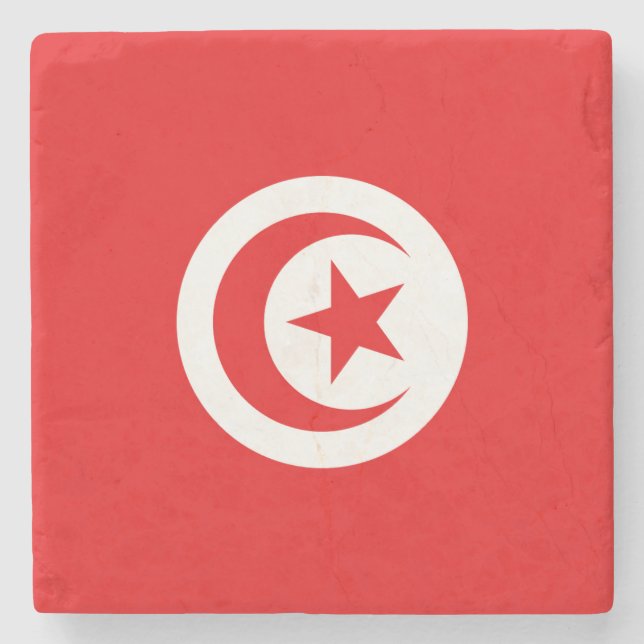 Flag of Tunisia Stone Coaster (Front)