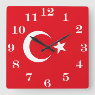 Flag of Turkey Square Wall Clock