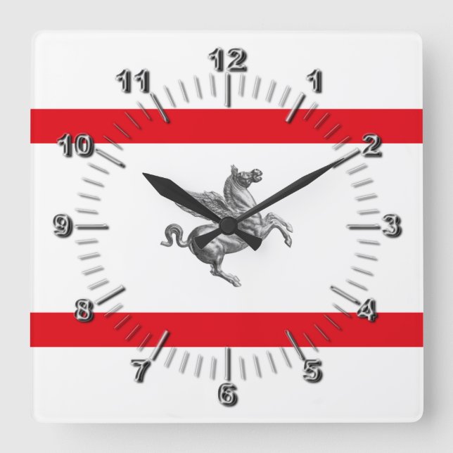 Flag of Tuscany (Italy)  Square Wall Clock (Front)