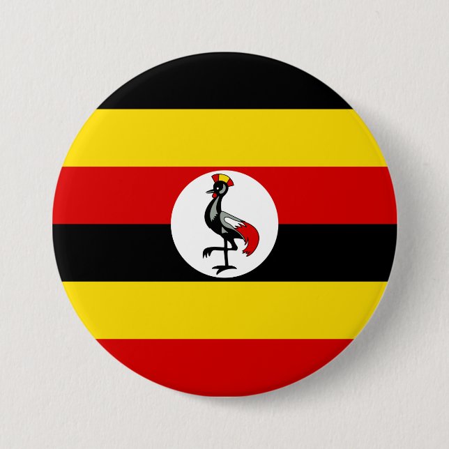 Flag of Uganda 7.5 Cm Round Badge (Front)