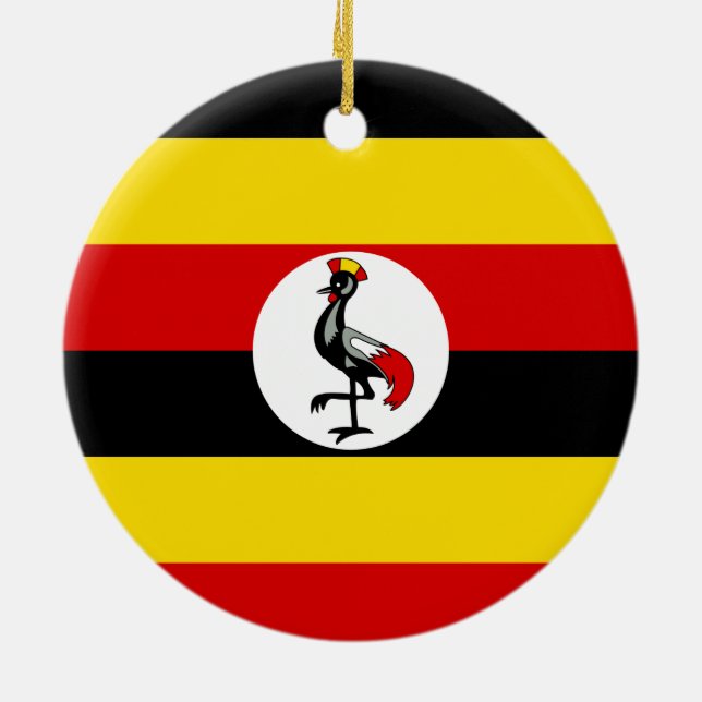 Flag of Uganda Ceramic Tree Decoration (Back)