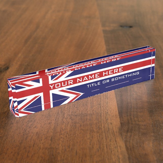 Flag of UK United Kingdom Great Britain Nameplate (Side)