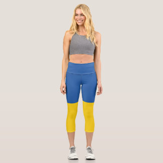 Flag of Ukraine Button Capri Leggings