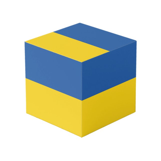 Flag of Ukraine Button Cube (Front Angled)