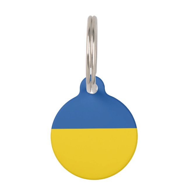 Flag of Ukraine Button Pet Tag (Front)