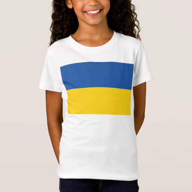 Flag of Ukraine Button T-Shirt (Front)