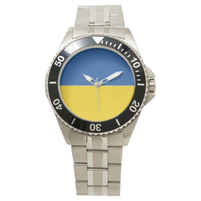 Flag of Ukraine Button Watch (Front)