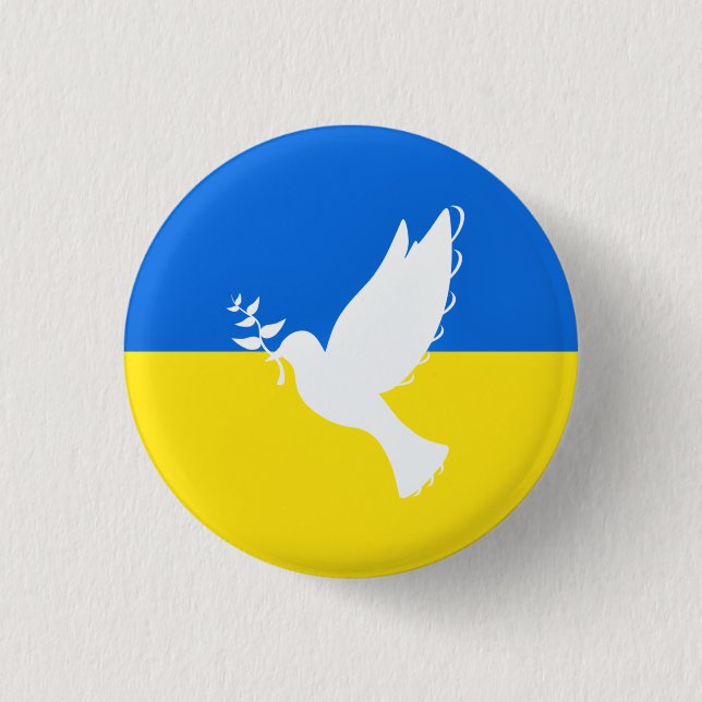 Flag of Ukraine Buttons Dove of Peace Support (Front)