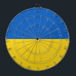 Flag of Ukraine Dartboard<br><div class="desc">Flag of Ukraine: The colors are associated with the Ukrainian landscape,  the horizontal blue and yellow strips symbolize the blue sky on the wheat fields.</div>