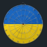 Flag of Ukraine Dartboard<br><div class="desc">Flag of Ukraine: The colors are associated with the Ukrainian landscape, the horizontal blue and yellow strips symbolize the blue sky on the wheat fields.</div>