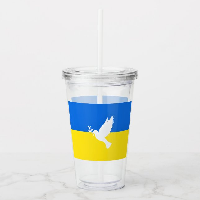 Flag of Ukraine - Dove of Peace - Freedom - Peace  Acrylic Tumbler (Front)