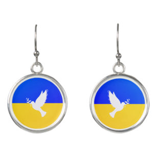 Flag of Ukraine - Dove of Peace - Freedom - Peace Earrings