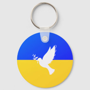 Flag of Ukraine - Dove of Peace - Freedom - Peace Key Ring