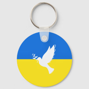 Flag of Ukraine - Dove of Peace - Freedom - Peace Key Ring