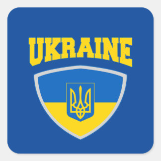 Flag Of Ukraine & Emblem Square Sticker