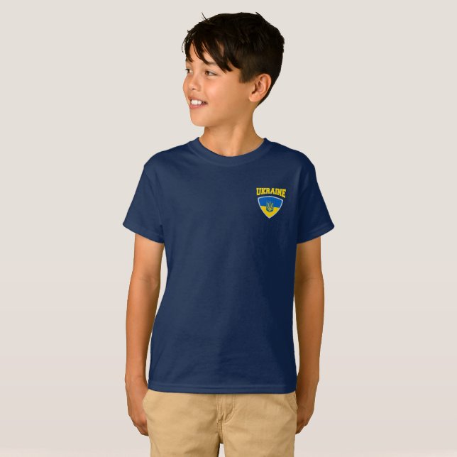 Flag Of Ukraine & Emblem T-Shirt (Front Full)