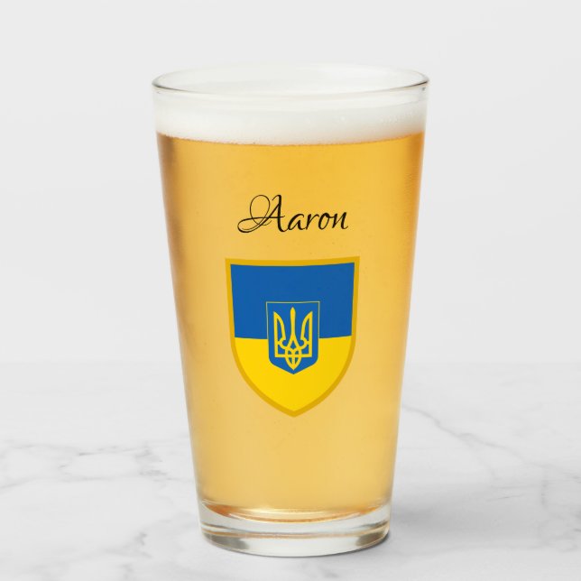 Flag of Ukraine Glass (Front Filled)