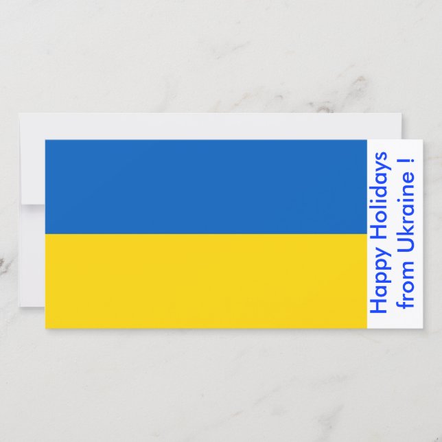 Flag of Ukraine, Happy Holidays from Ukraine Holiday Card (Front)