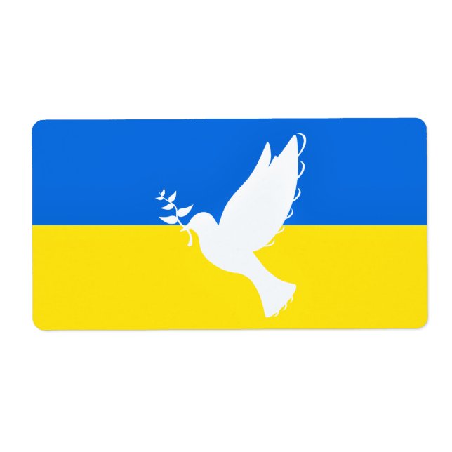 Flag of Ukraine Labels Dove of Peace - Freedom (Front)