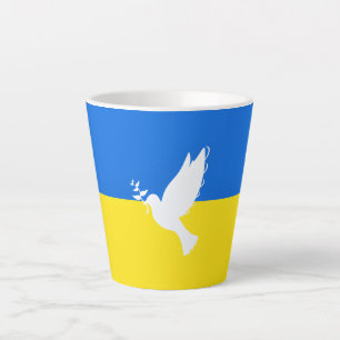 Flag of Ukraine Latte Mug Support - Dove of Peace