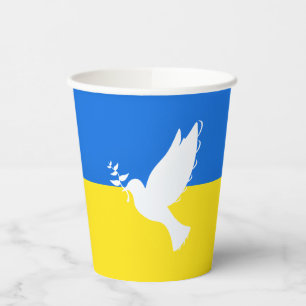 Flag of Ukraine Paper Cups Dove of Peace