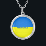 Flag of Ukraine Silver Plated Necklace<br><div class="desc">Ukraine Flag,  labelled</div>