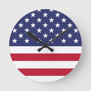 Flag of United States of America Round Clock
