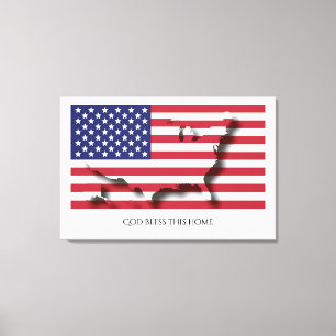 Flag of USA AMERICA Patriotic Home Customised Text Canvas Print