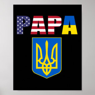 Flag Of Usa And Flag Of Ukraine Poster