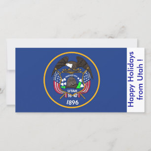 Flag of Utah, Happy Holidays from U.S.A. Holiday Card