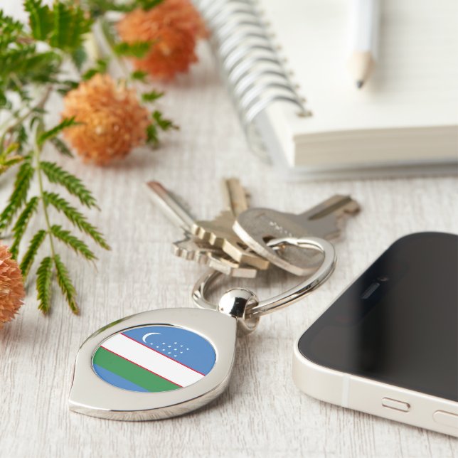 Flag of Uzbekistan Key Ring (Side)