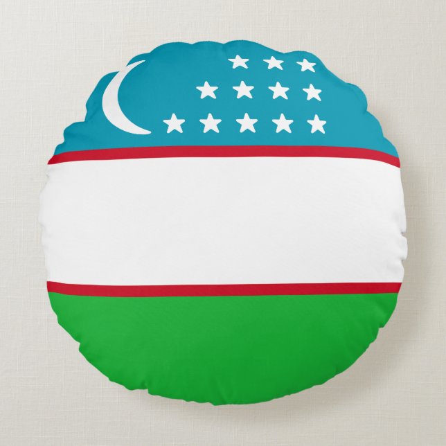 Flag of Uzbekistan Round Cushion (Front)