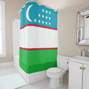Flag of Uzbekistan Shower Curtain