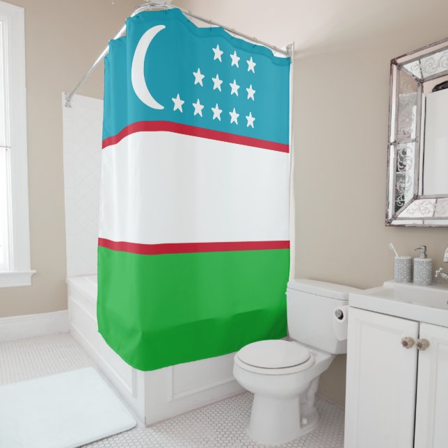 Flag of Uzbekistan Shower Curtain (In Situ)