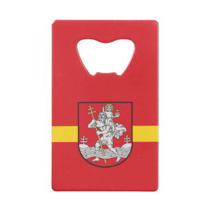 Flag of Vilnius, Lithuania Credit Card Bottle Open
