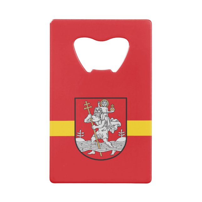 Flag of Vilnius, Lithuania Credit Card Bottle Open (Front)