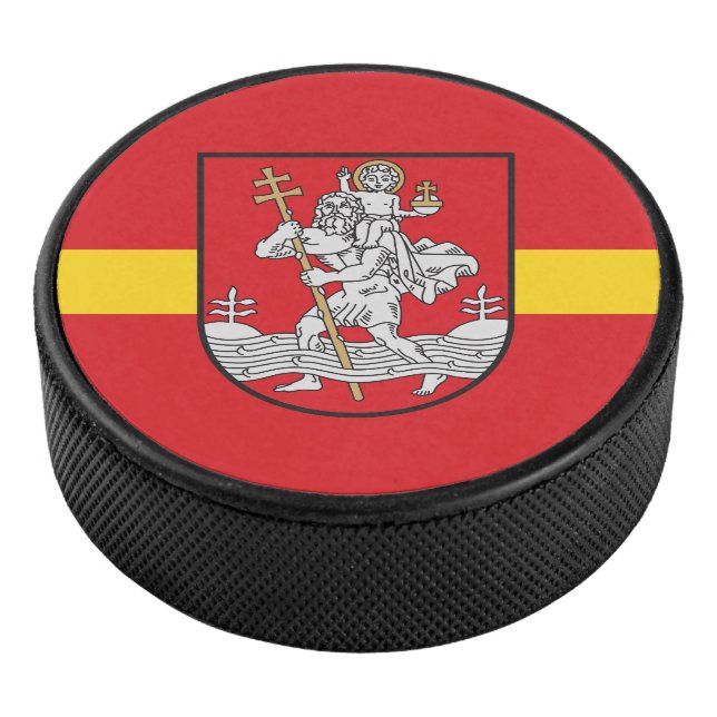 Flag of Vilnius, Lithuania Hockey Puck (3/4)