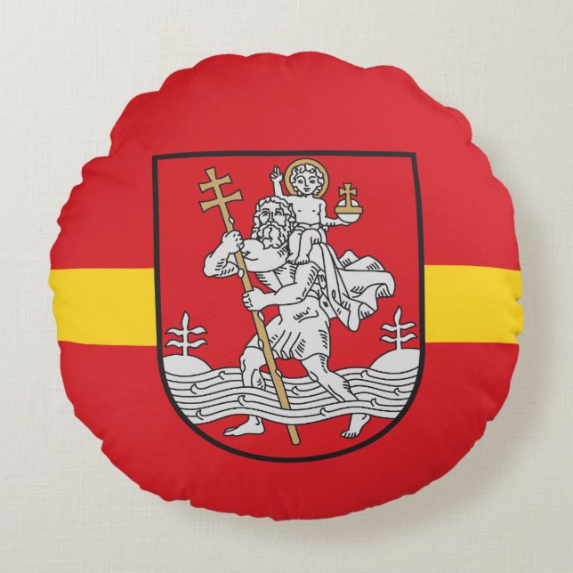 Flag of Vilnius, Lithuania Round Pillow (Front)