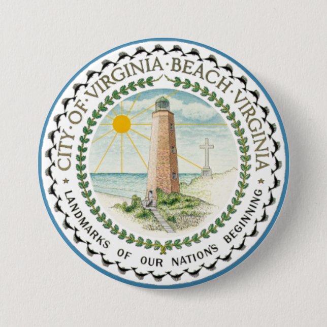 Flag of Virginia Beach, Virginia 7.5 Cm Round Badge (Front)