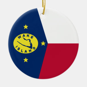 Flag of Wake Island Ceramic Tree Decoration