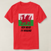 Flag of Wales and welsh text Hen Wlad Fy Nhadau