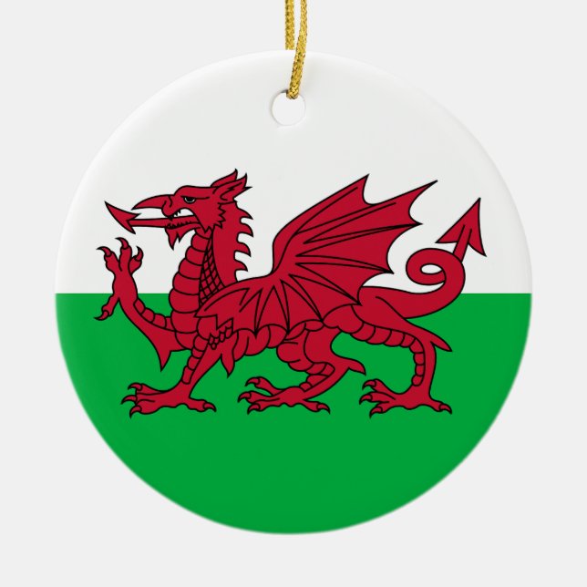 Flag of Wales Ceramic Tree Decoration (Front)