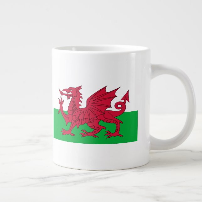 Flag of Wales Large Coffee Mug (Right)
